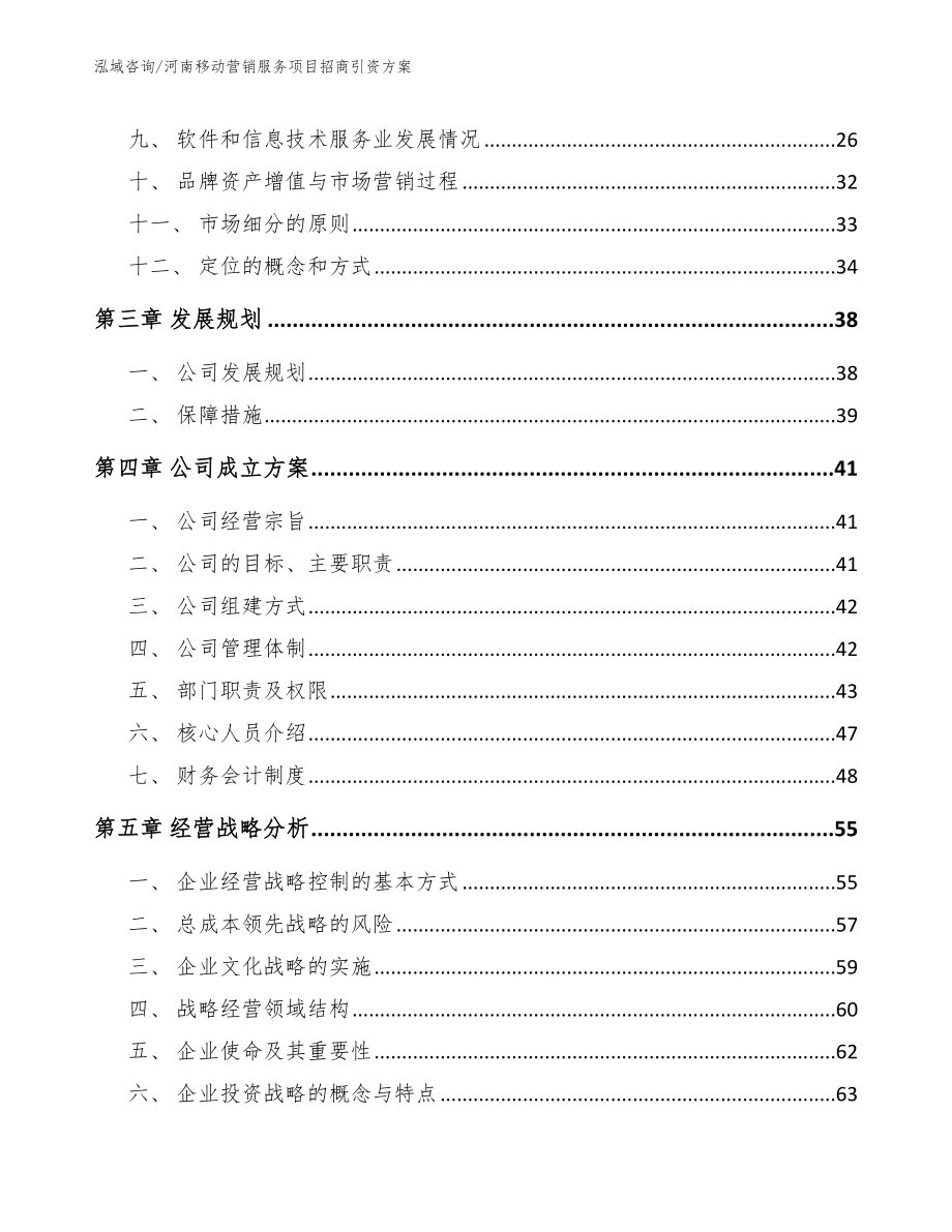 河南移动营销服务项目招商引资方案_范文参考_第4页