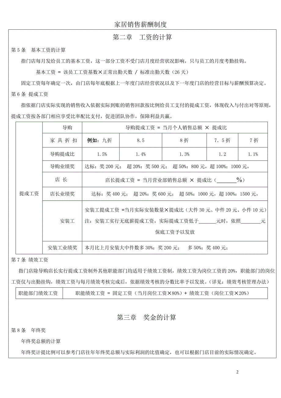 家具门店薪酬奖励制度_第2页