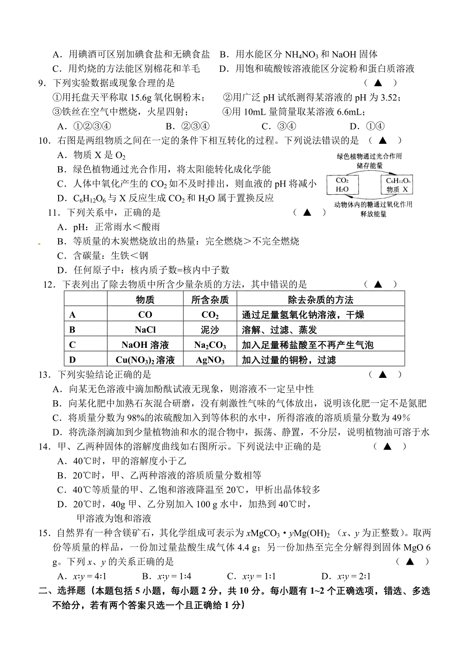 江苏省镇江市2012届九年级第二次中考模拟化学试题_第2页