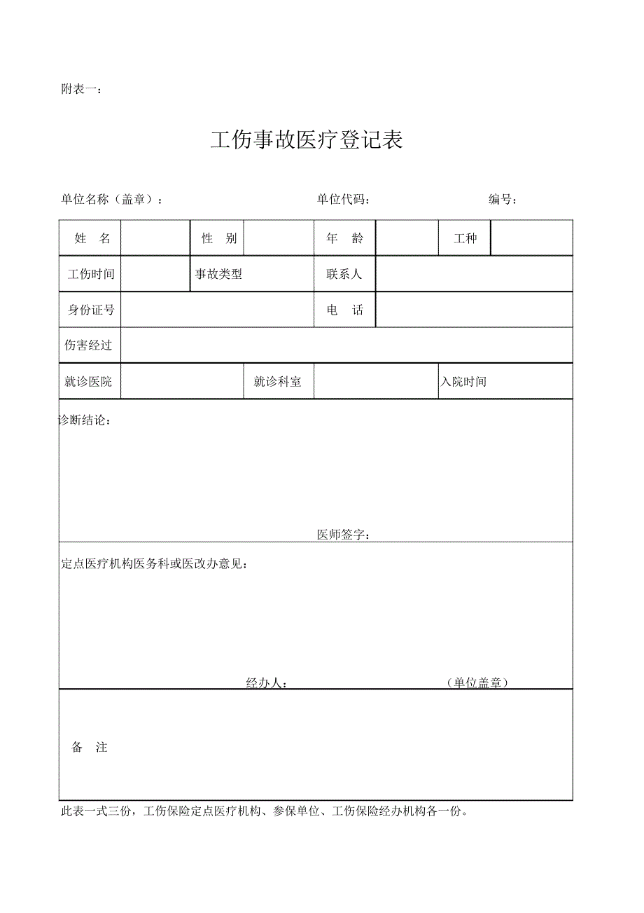 南通市通州区工伤事故医疗登记表_第1页