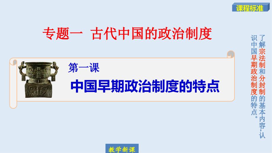 历史人民版必修一课件1：1.1中国早期政治制度的特点_第1页