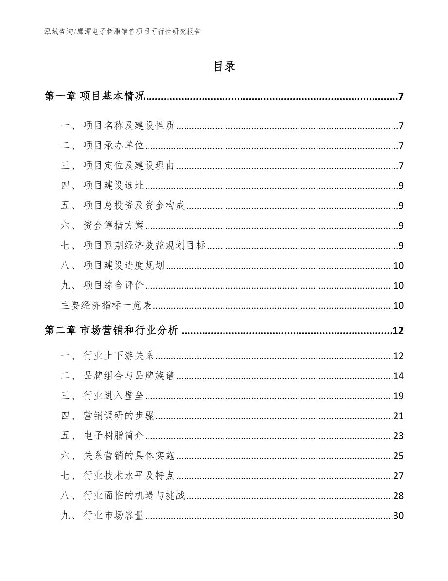 鹰潭电子树脂销售项目可行性研究报告_第2页