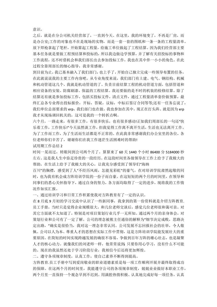 2020试用期工作总结最新精选5篇_第2页