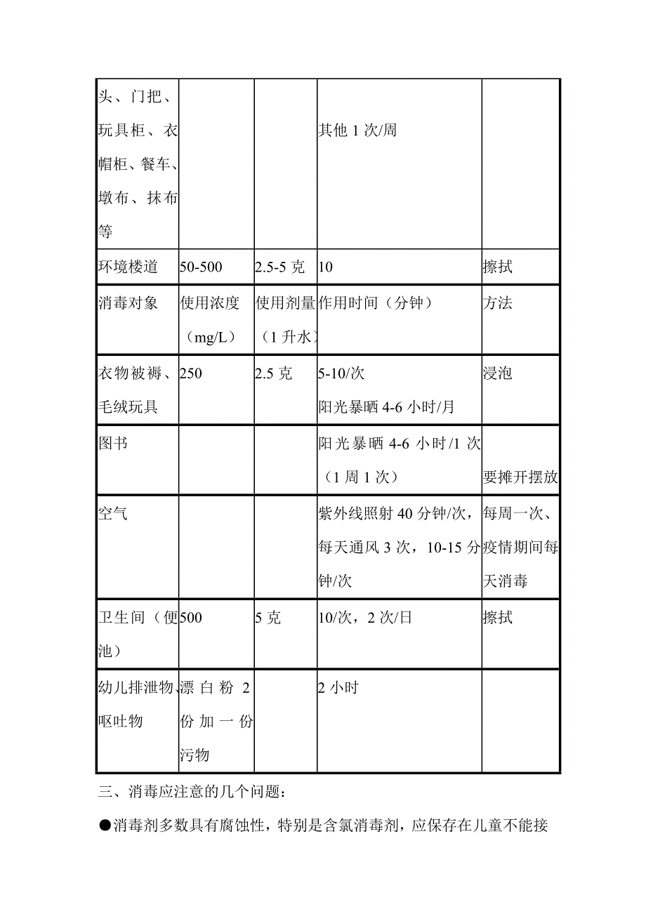 幼儿园消毒配比与消毒方法_第3页