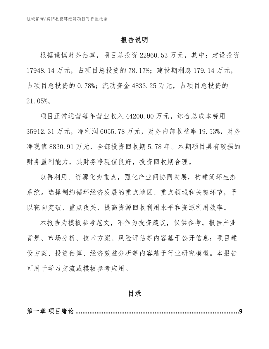 宾阳县循环经济项目可行性报告_参考模板_第2页
