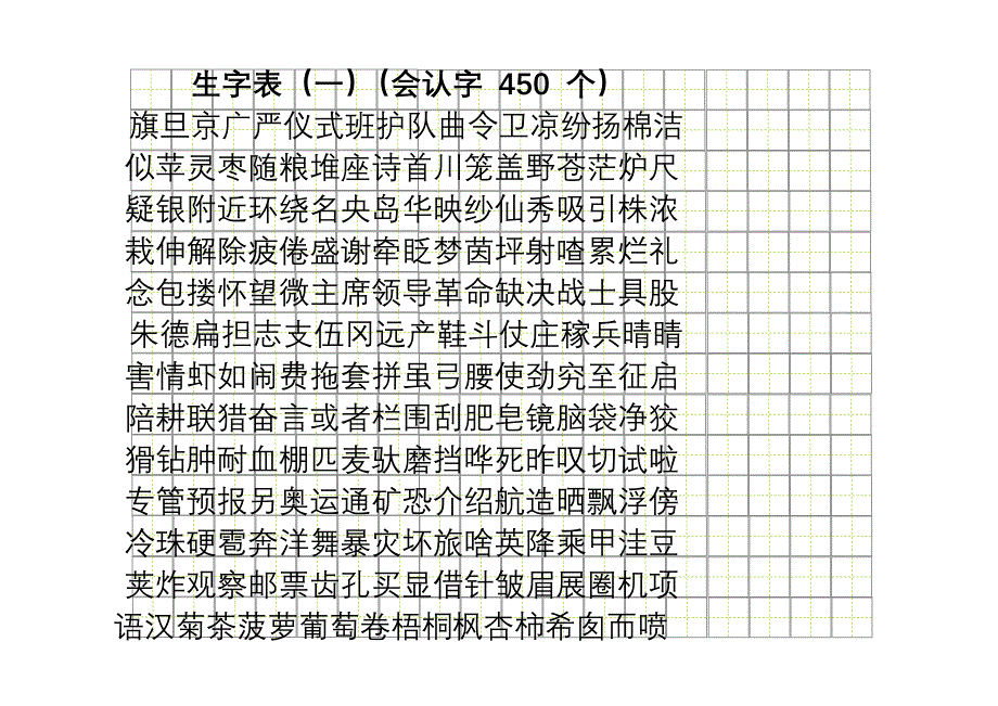 小学语文二年级上册生字表(行18字)格局二_第1页