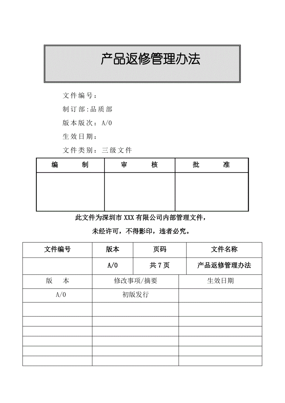 产品返修管理流程_第1页