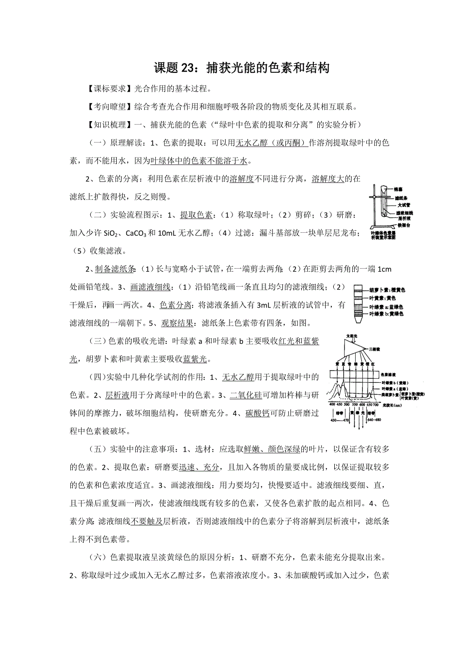 课题23：捕获光能的色素和结构_第1页