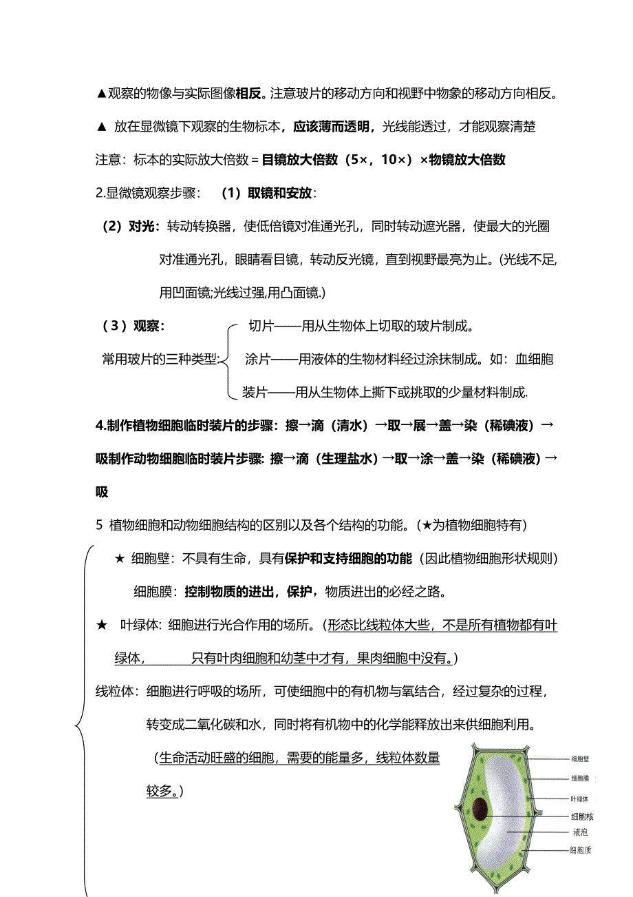 人教版七年级生物上册期末复习详细总结.doc_第3页