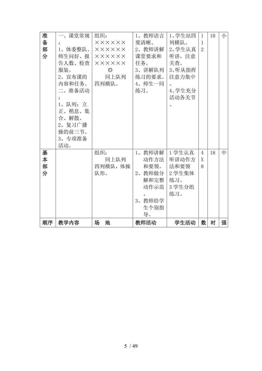 小学一年级上册体育教案_第5页