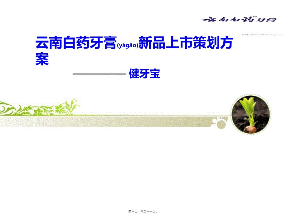 医学专题—云南白药牙膏新品上市PPT精讲_第1页