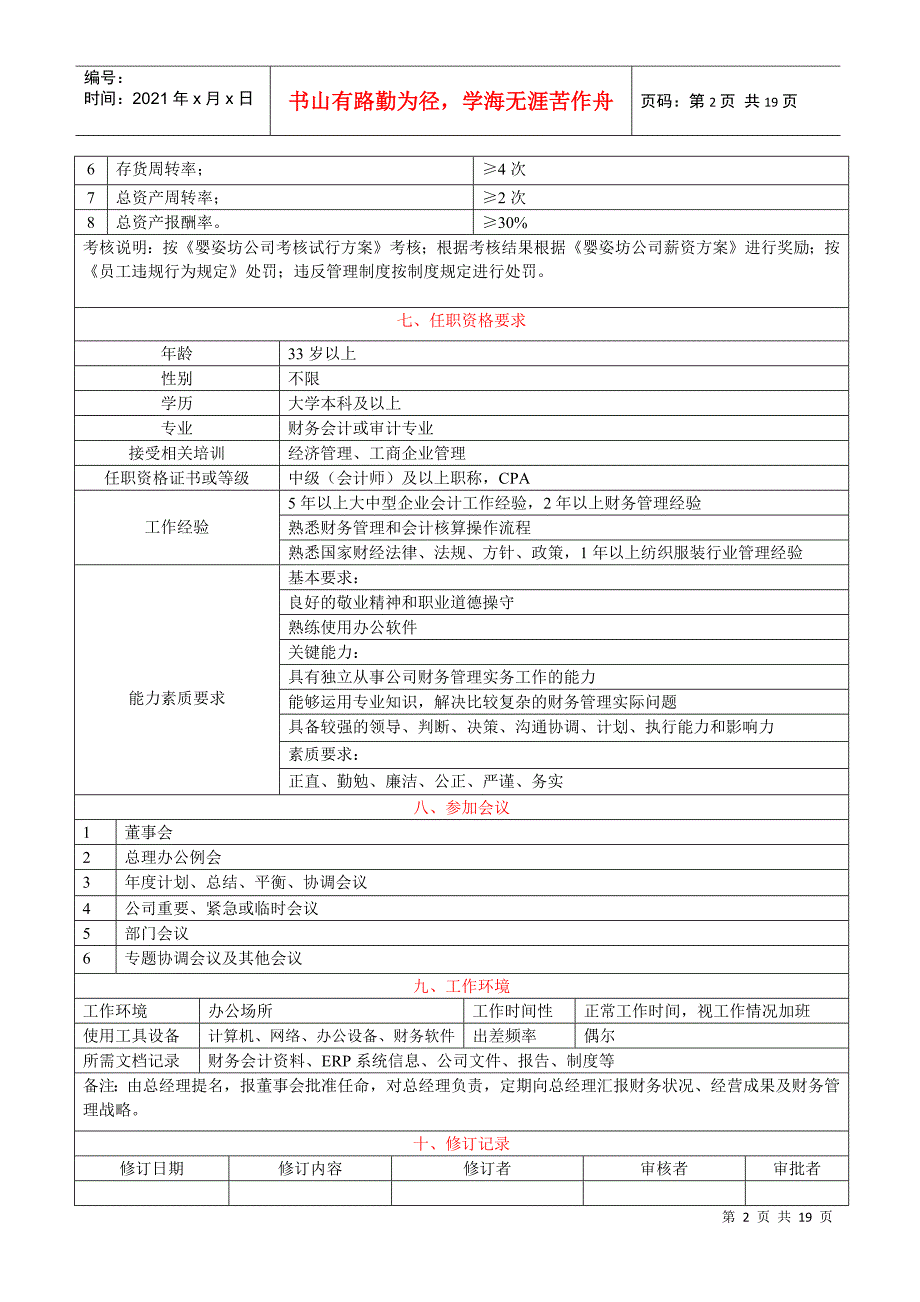 财务部经理-岗位职责说明_第2页