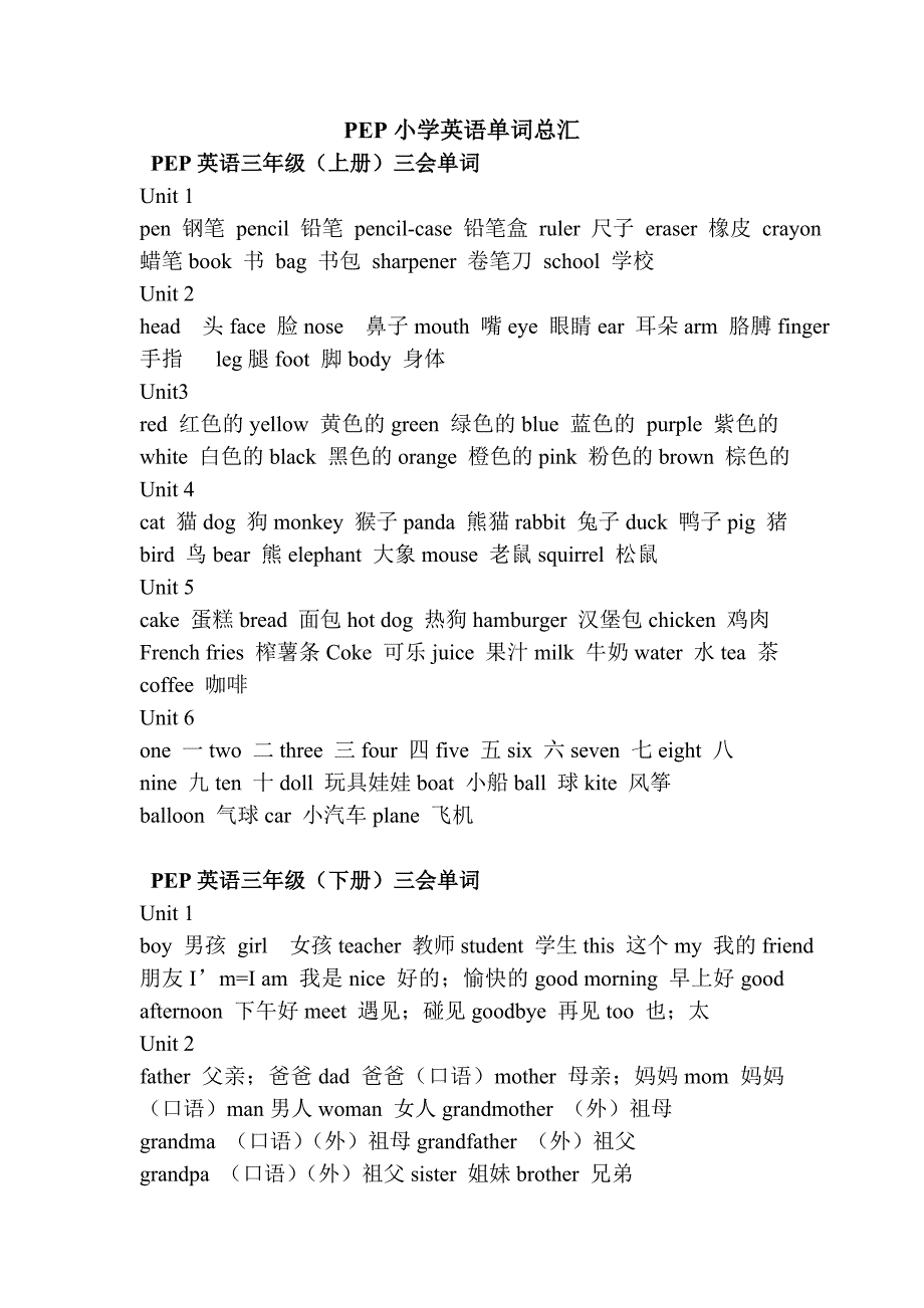 小学英语单词表总汇_第1页