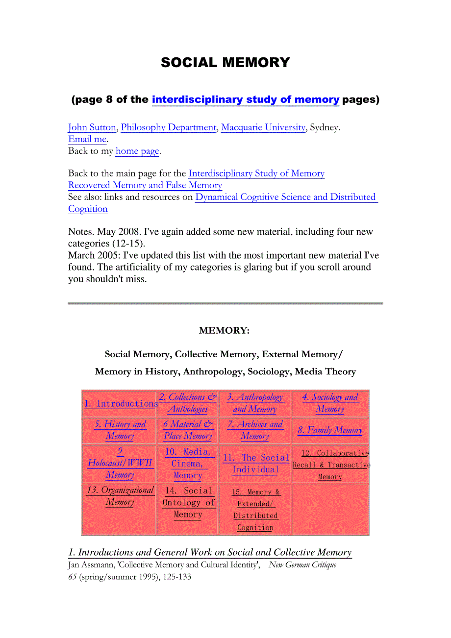 西方记忆理论研究文献索引_第1页