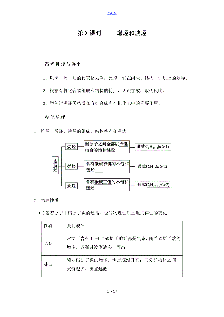 烯烃和炔烃 (定稿 带问题详解)_第1页