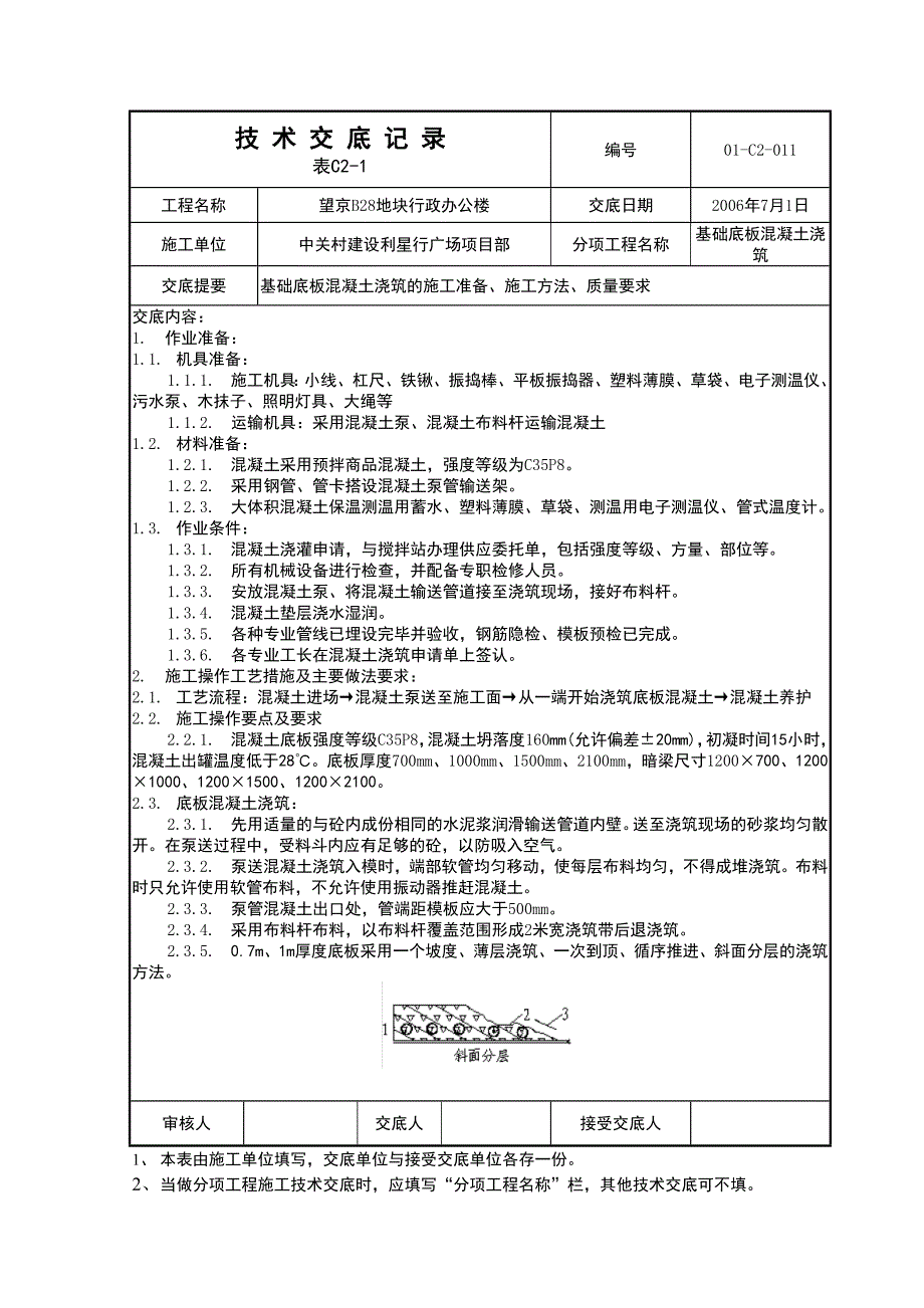 11底板混凝土浇注技术交底完成.doc_第1页