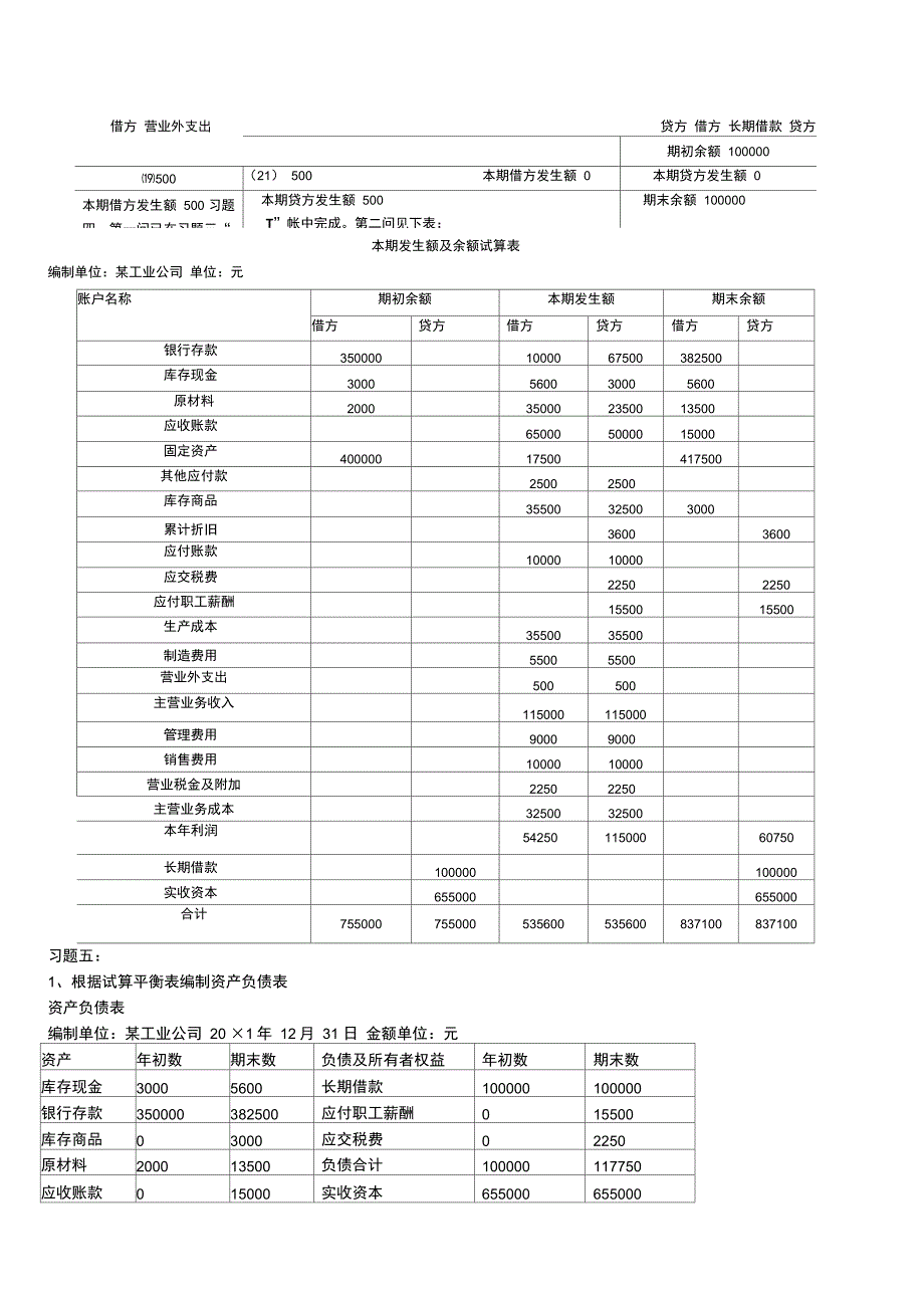 完整电大基础会计形成性考核册答案_第4页