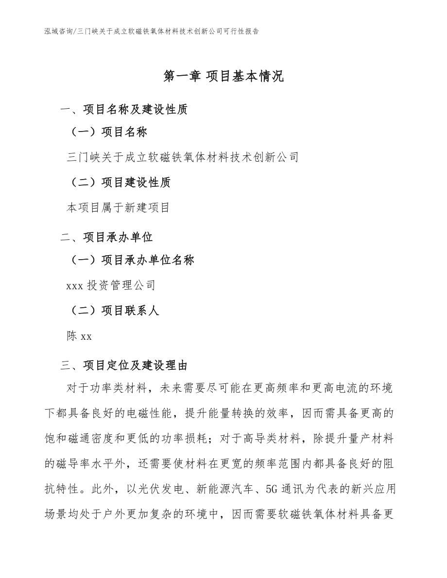 三门峡关于成立软磁铁氧体材料技术创新公司可行性报告（范文模板）_第5页