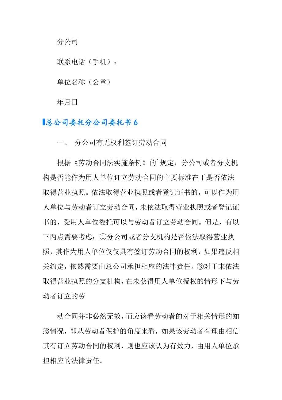 总公司委托分公司委托书_第5页