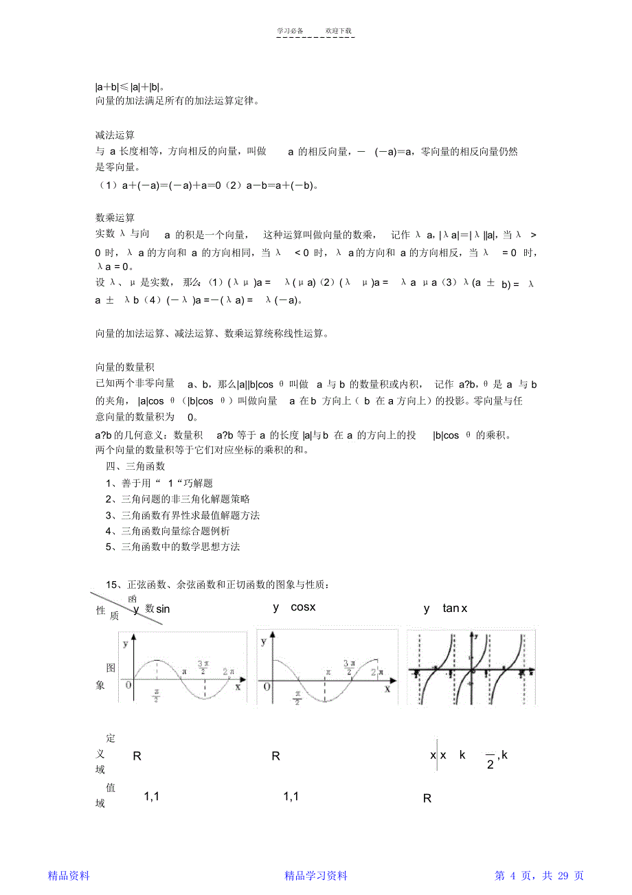 最新最全面人教版高一数学知识点总结精华版_第4页