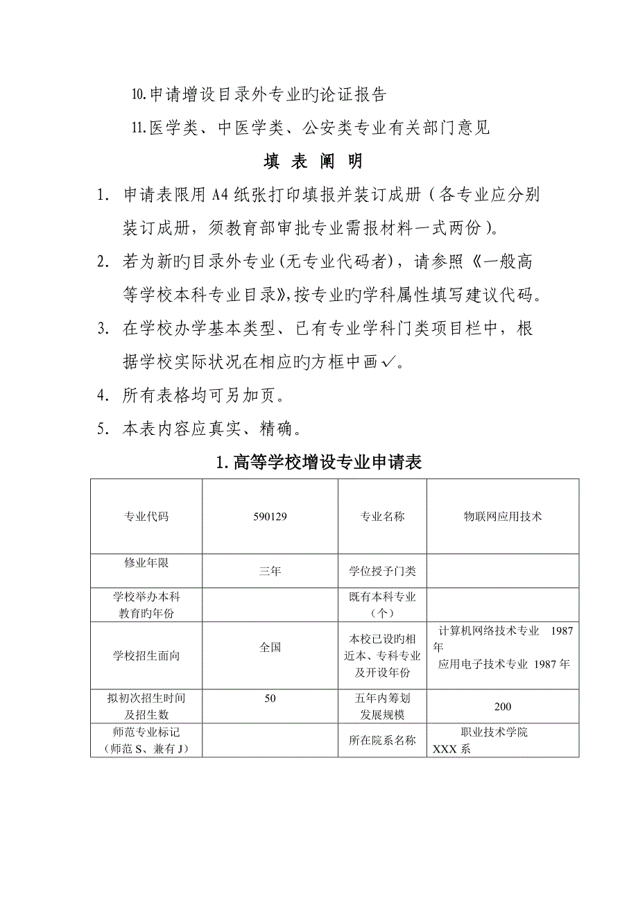 高等学校增设物联网应用重点技术专业具体申请表_第2页