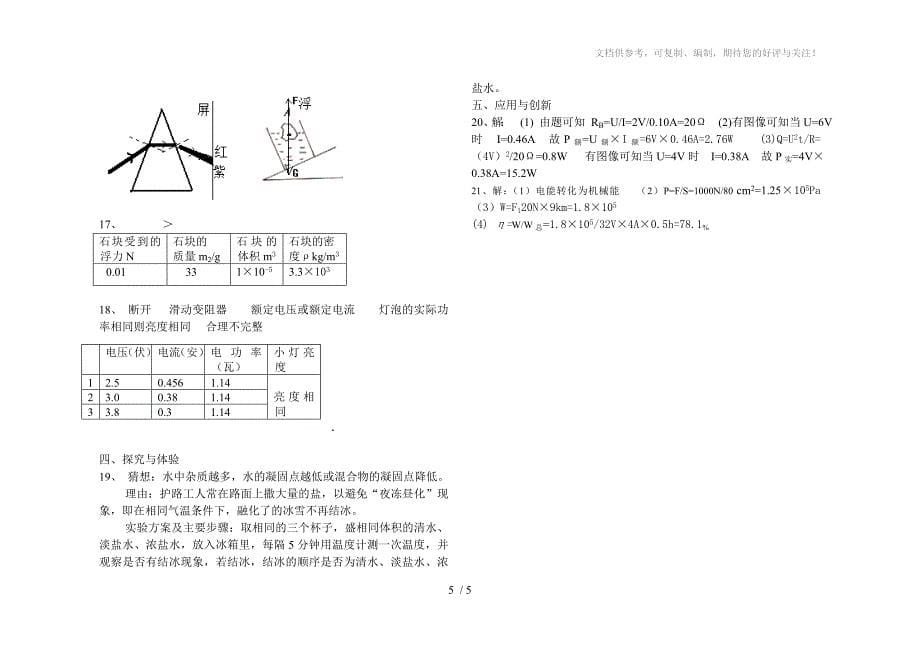 黄冈市十校联考九年级物理联考试题_第5页