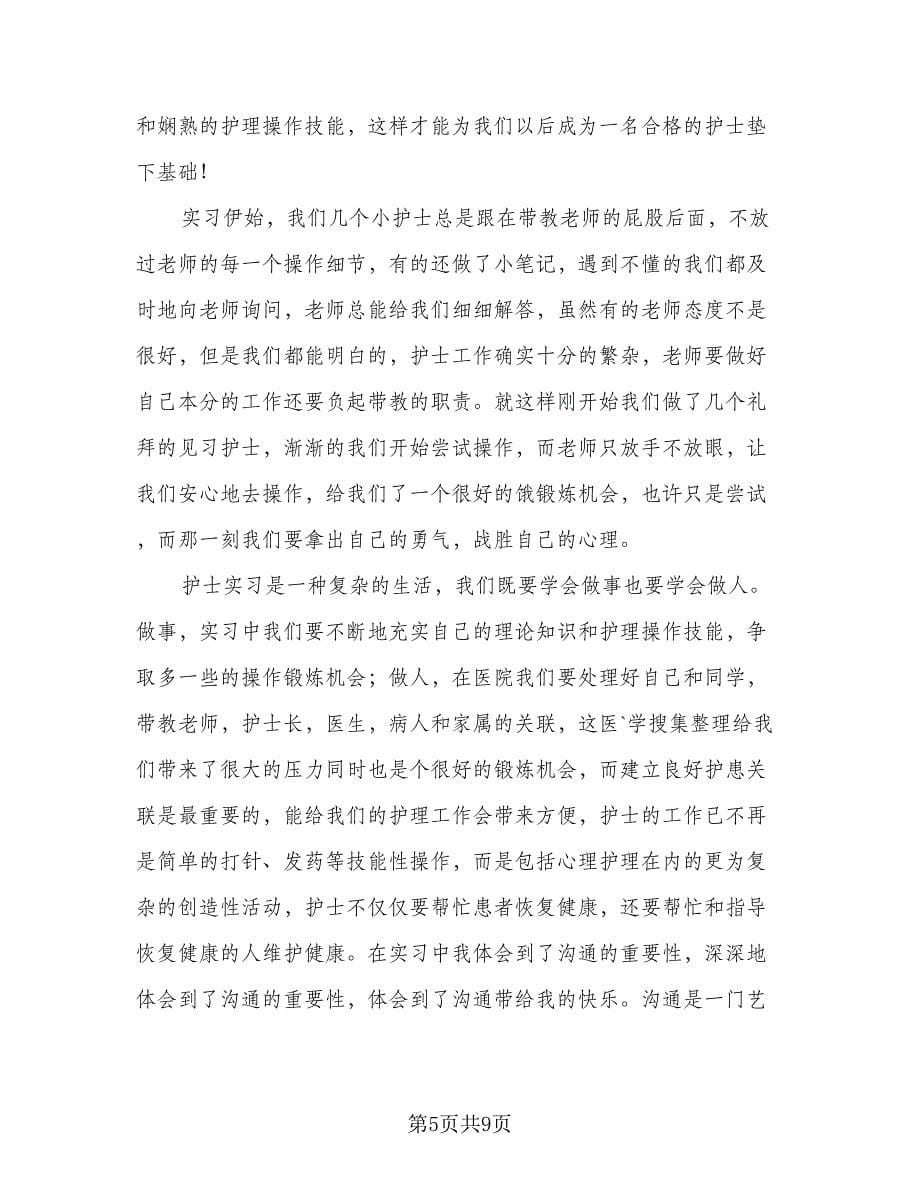 2023护理实习个人总结标准样本（四篇）.doc_第5页