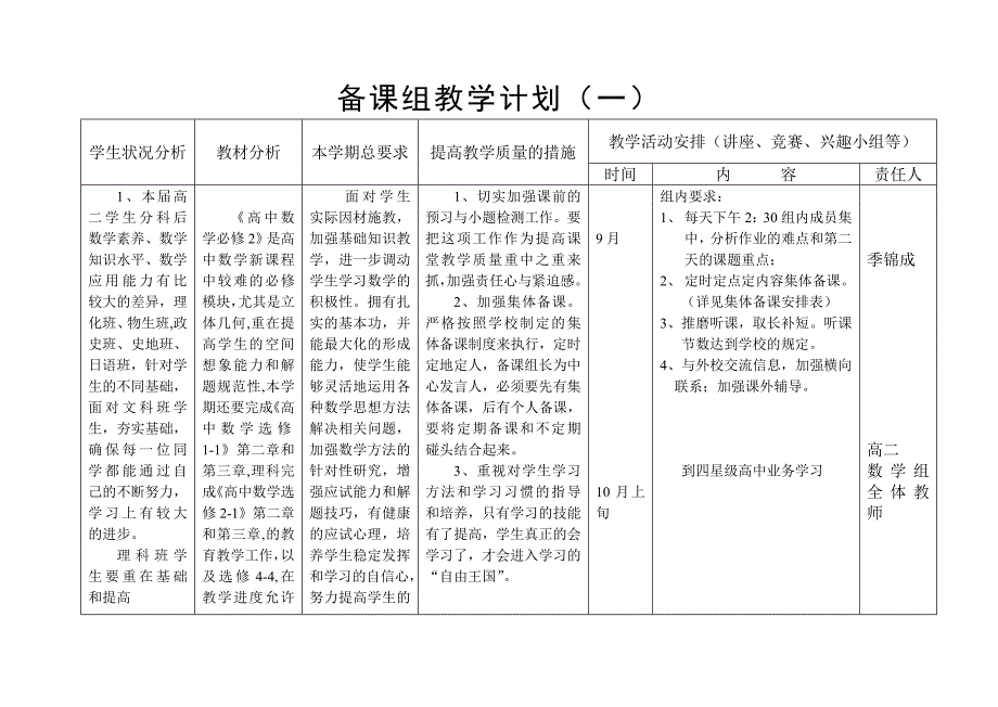 高二数学备课组工作计划_第1页