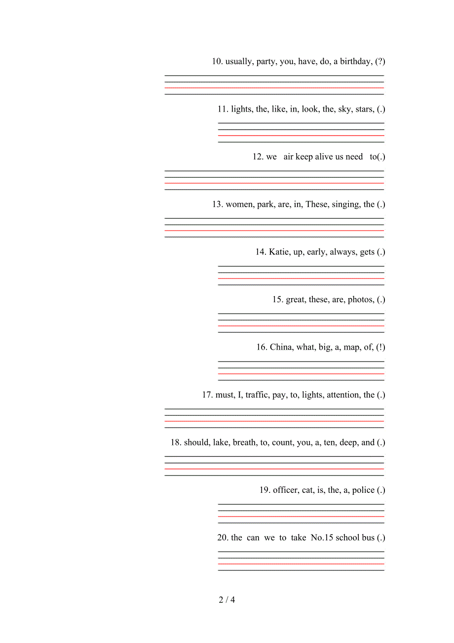 剑桥六年级下册英语连词成句考点知识练习_第2页