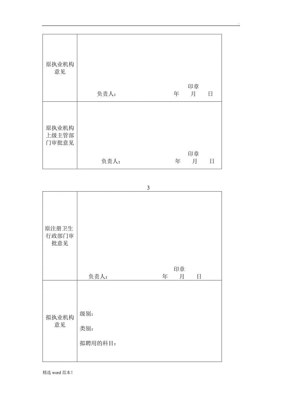 医师变更执业注册申请审核表_第5页