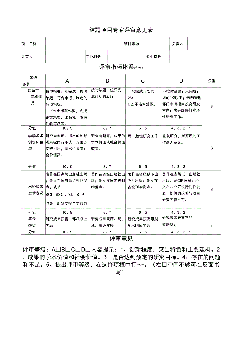 结题项目专家评审意见表_第1页