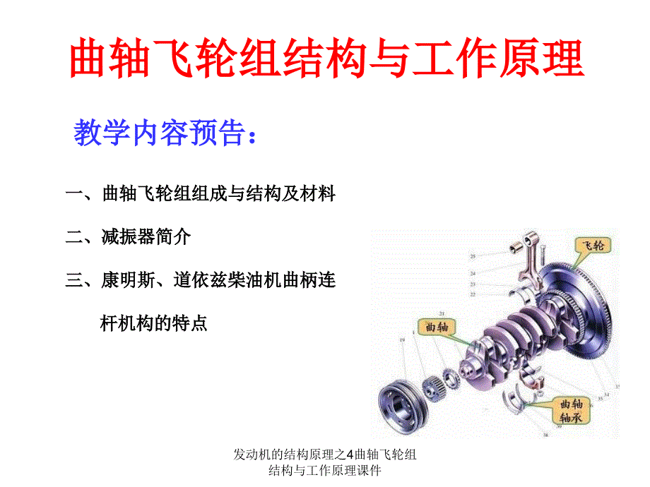 发动机的结构原理之4曲轴飞轮组结构与工作原理课件_第1页