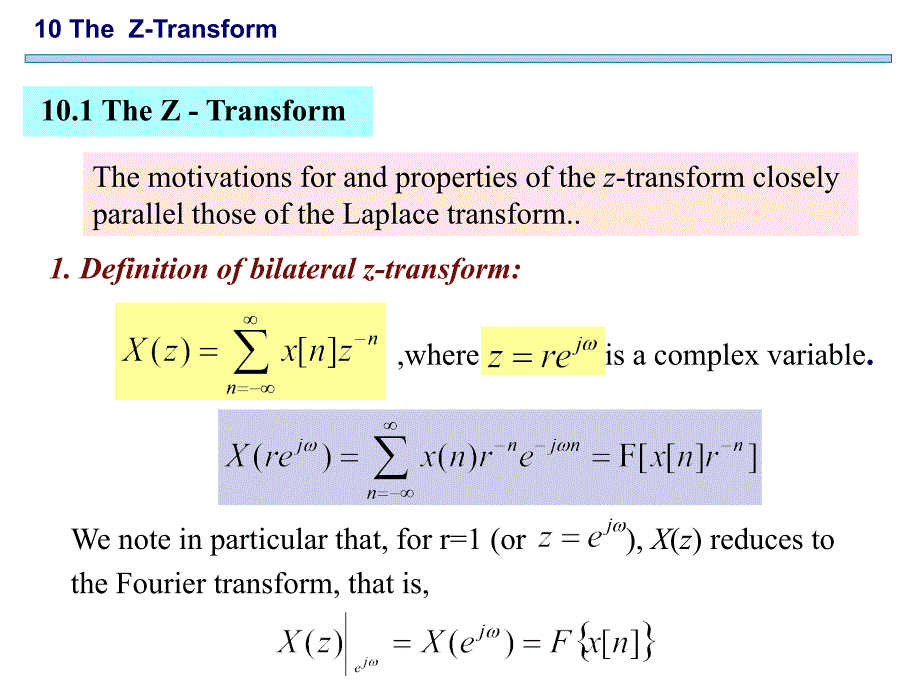 信号与系统英文课件：Chapter 10 TheZ-Transform_第1页