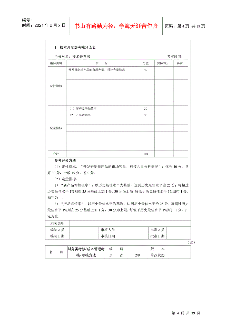 绩效考评指标及运用范本财务类考核2_第4页