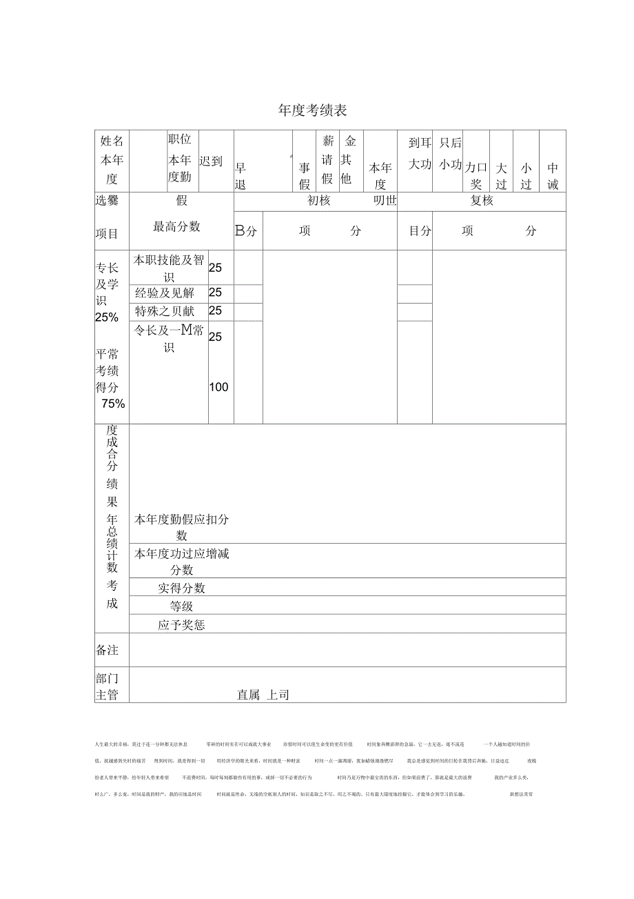 定期考绩管理表格(13个doc)3正式版_第1页