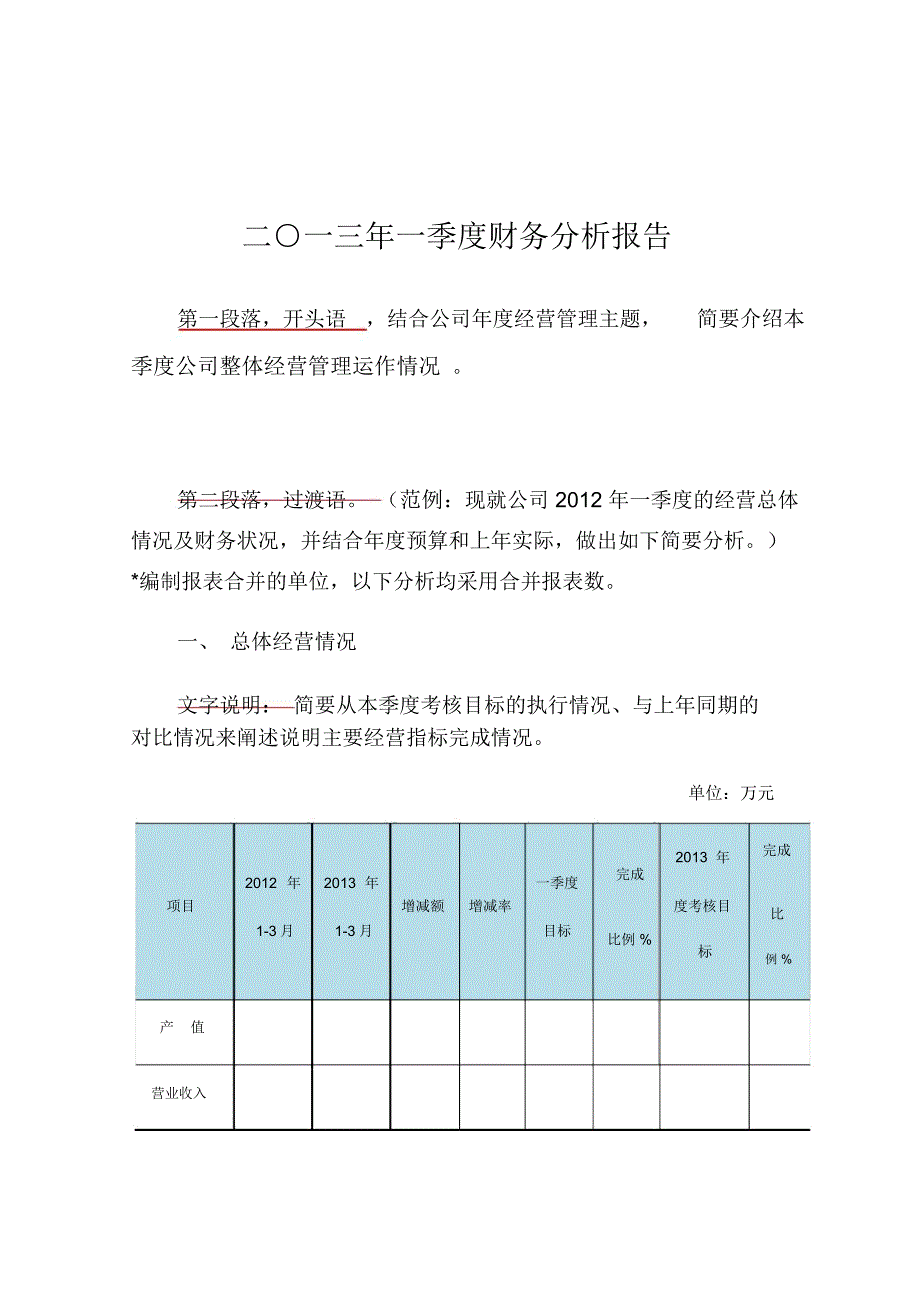 财务分析报告模板_第1页