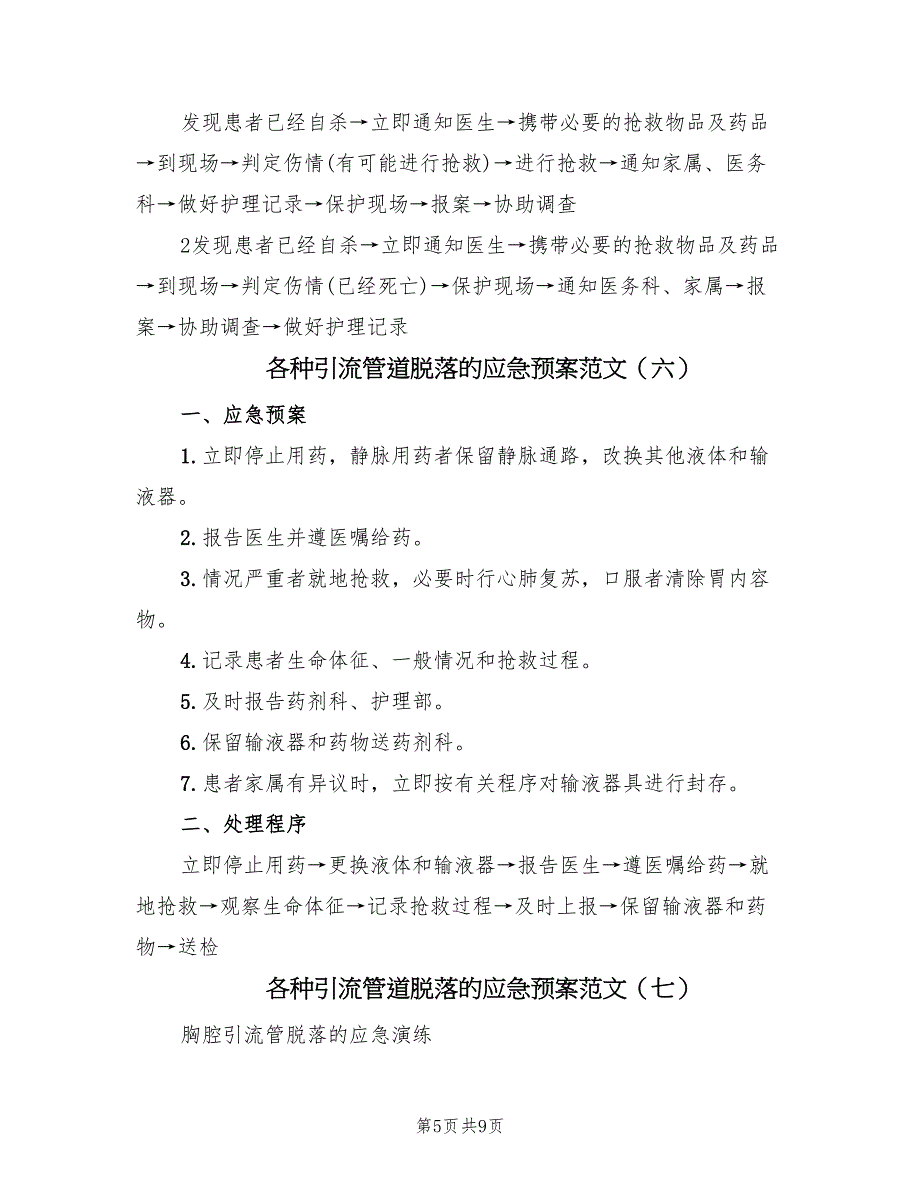 各种引流管道脱落的应急预案范文（7篇）_第5页