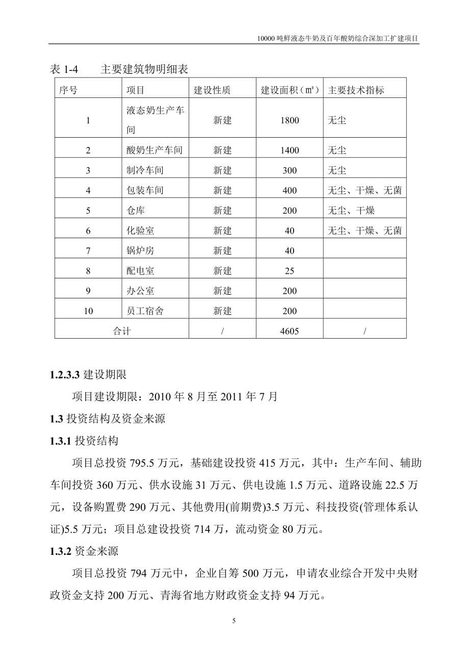 10000吨鲜液态牛奶及百年酸奶综合深加工扩建项目可行性策划书.doc_第5页