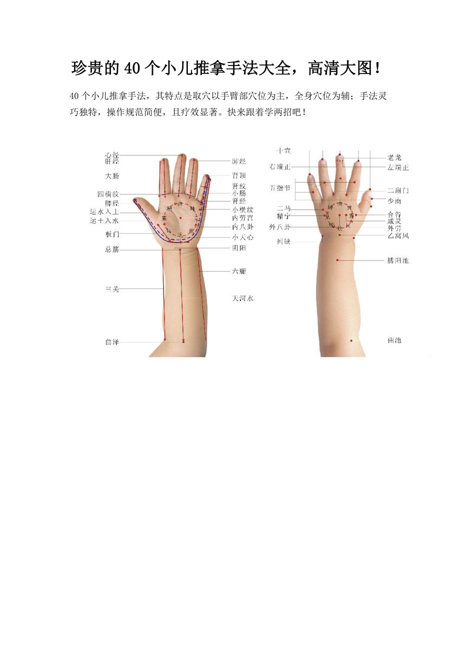 珍贵的40个小儿推拿手法大全;_第1页