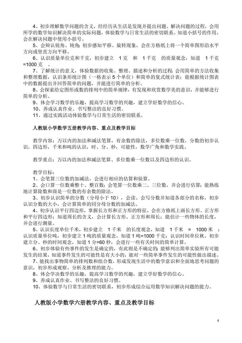 新人教版小学数学教材1-6年级知识点汇总_第4页