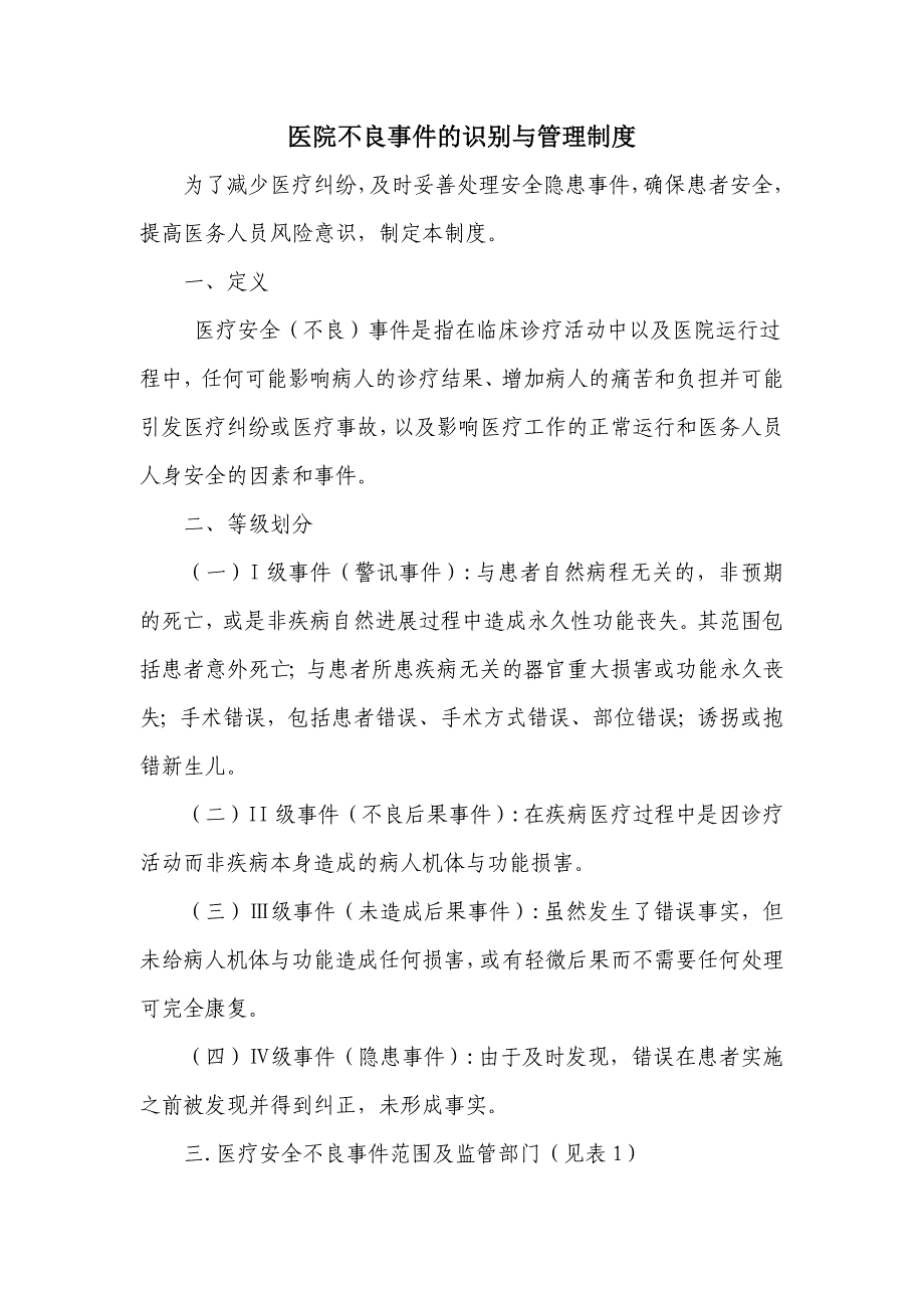 医院不良事件的识别与管理制度_第1页