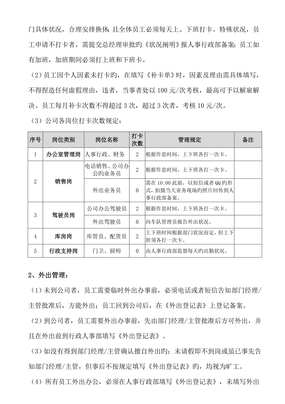 公司考勤管理新版制度_第2页