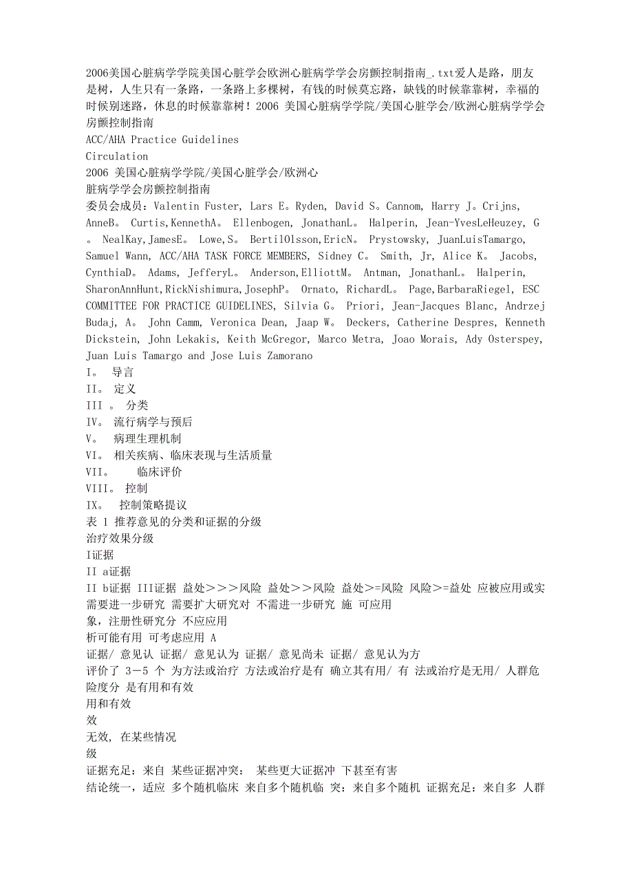 2006 美国心脏病学学院美国心脏学会欧洲心脏病学学会房颤控制指南_第1页