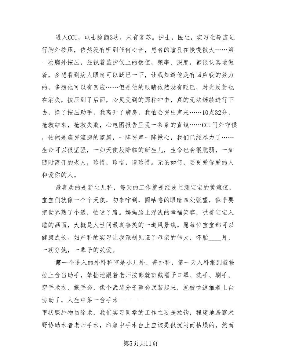 个人医院实习总结模板（4篇）.doc_第5页