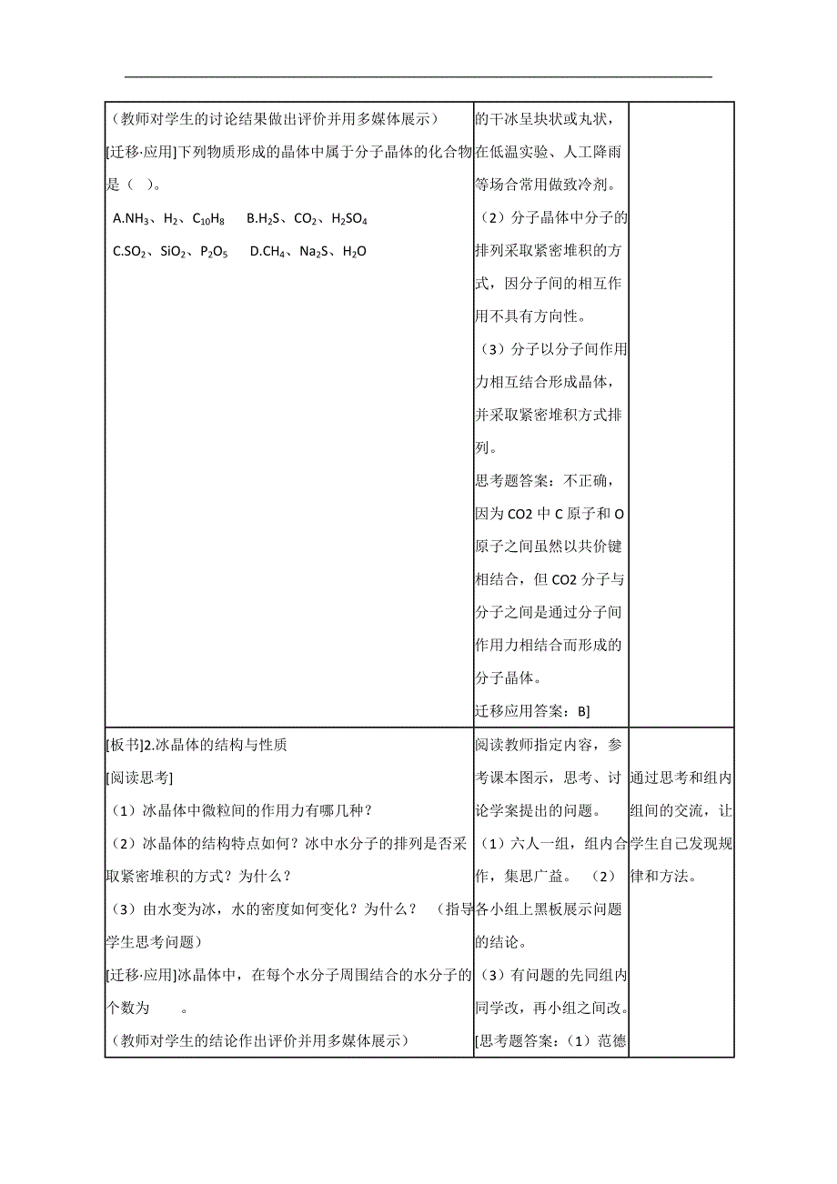 2012高二化学教案3.3.2原子晶体与分子晶体第2课时鲁科版选修3.doc_第2页