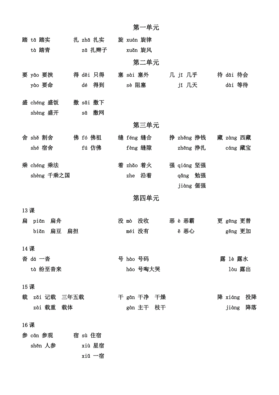 六年级上册多音字汇总_第1页