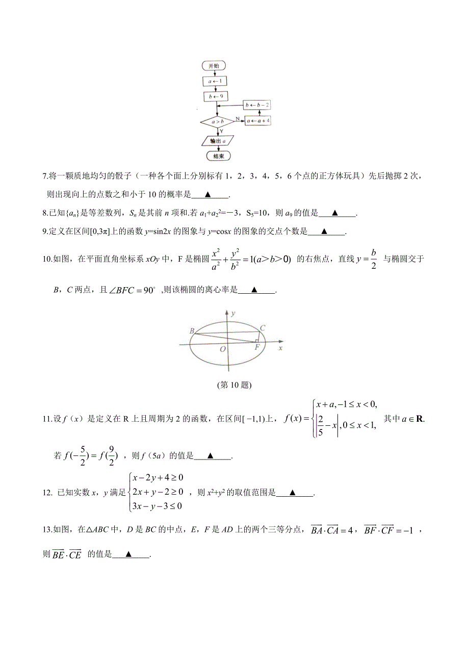 【精校版】江苏省高考数学试题Word版含答案_第2页