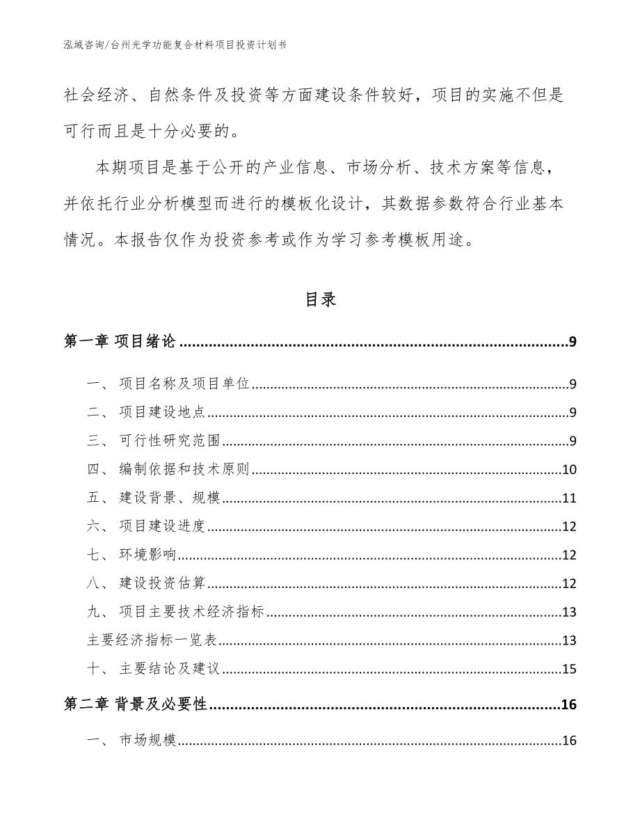 台州光学功能复合材料项目投资计划书_参考模板_第3页