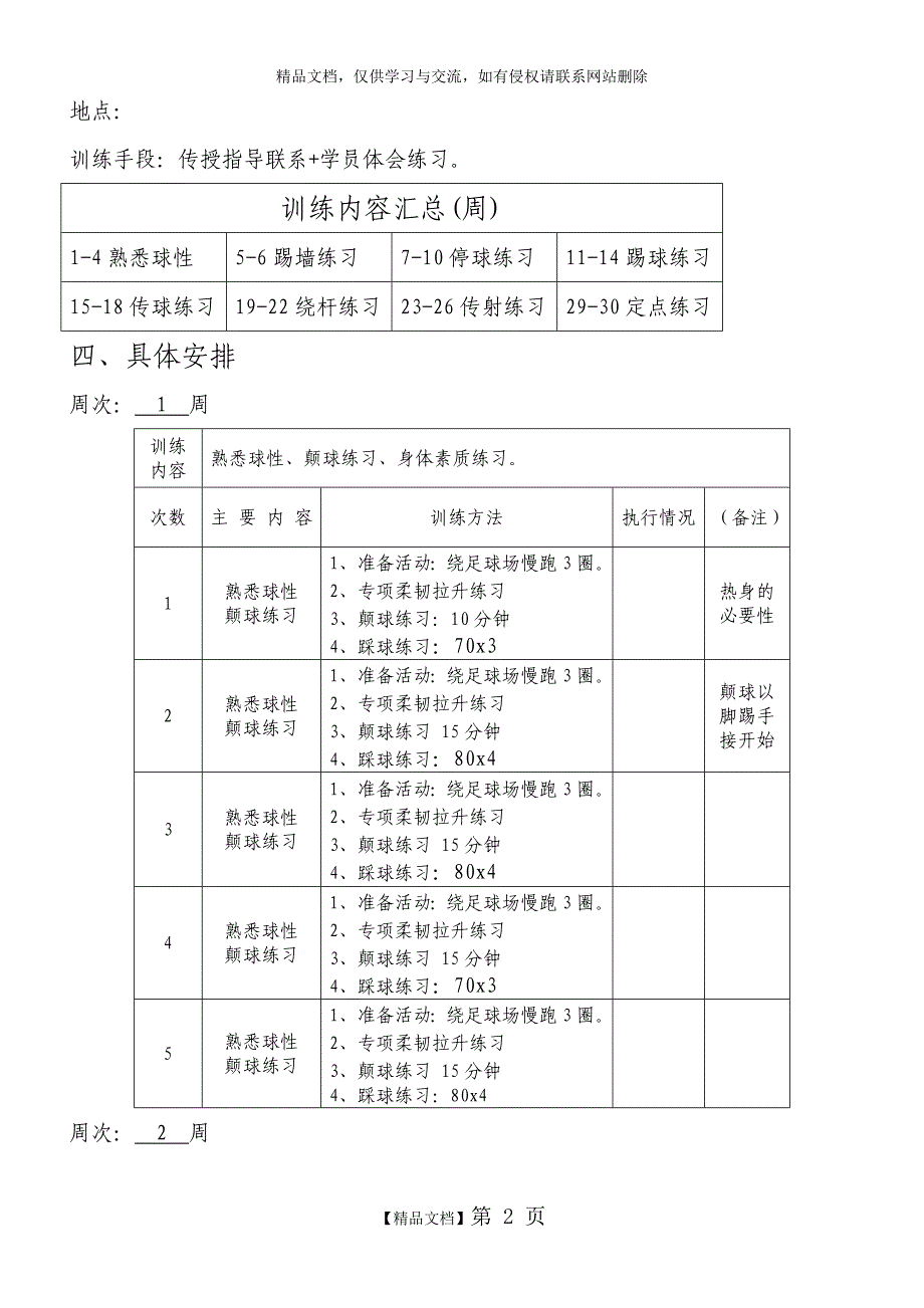 足球训练计划(周)_第2页