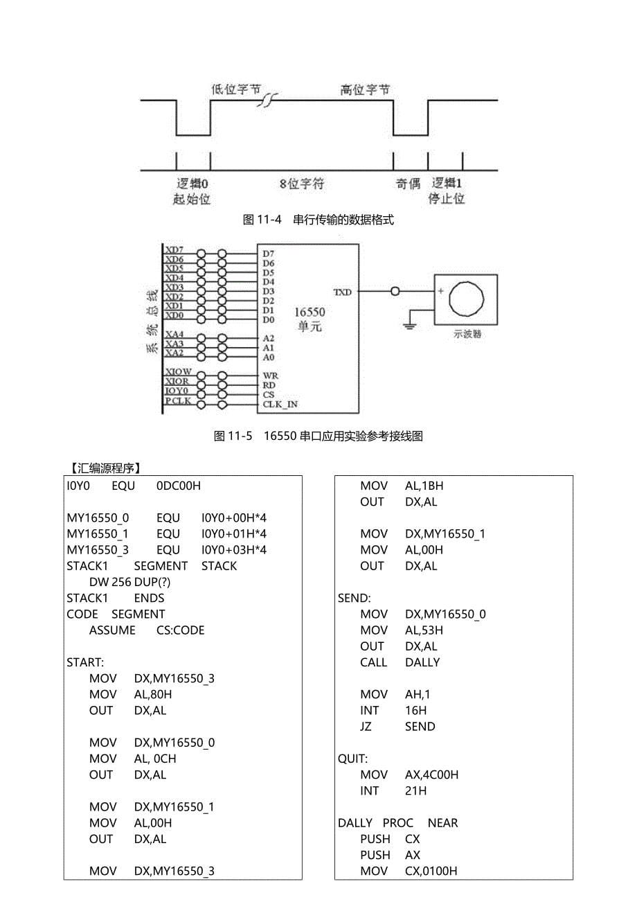 微机接口实验报告16550串口控制器应用实验_第5页